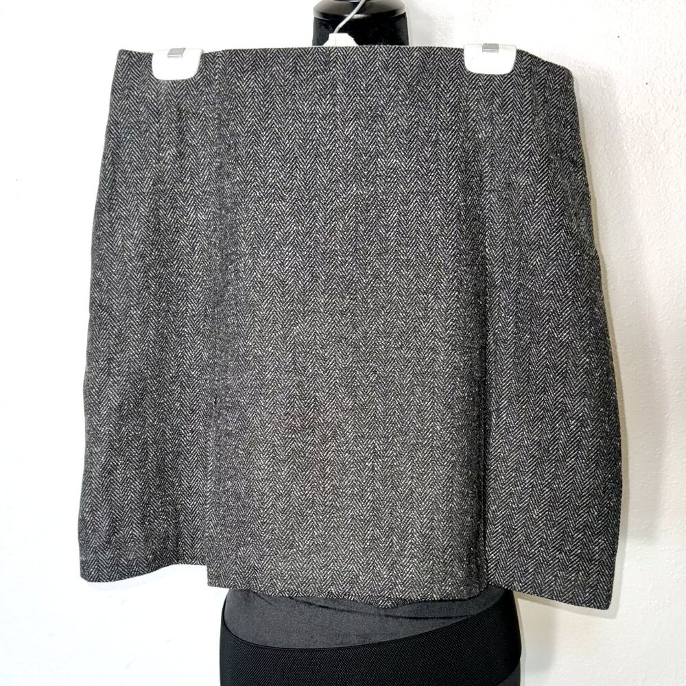 NWT Studio Y Herringbone Gray & Black Lined Mini Skirt 13/14